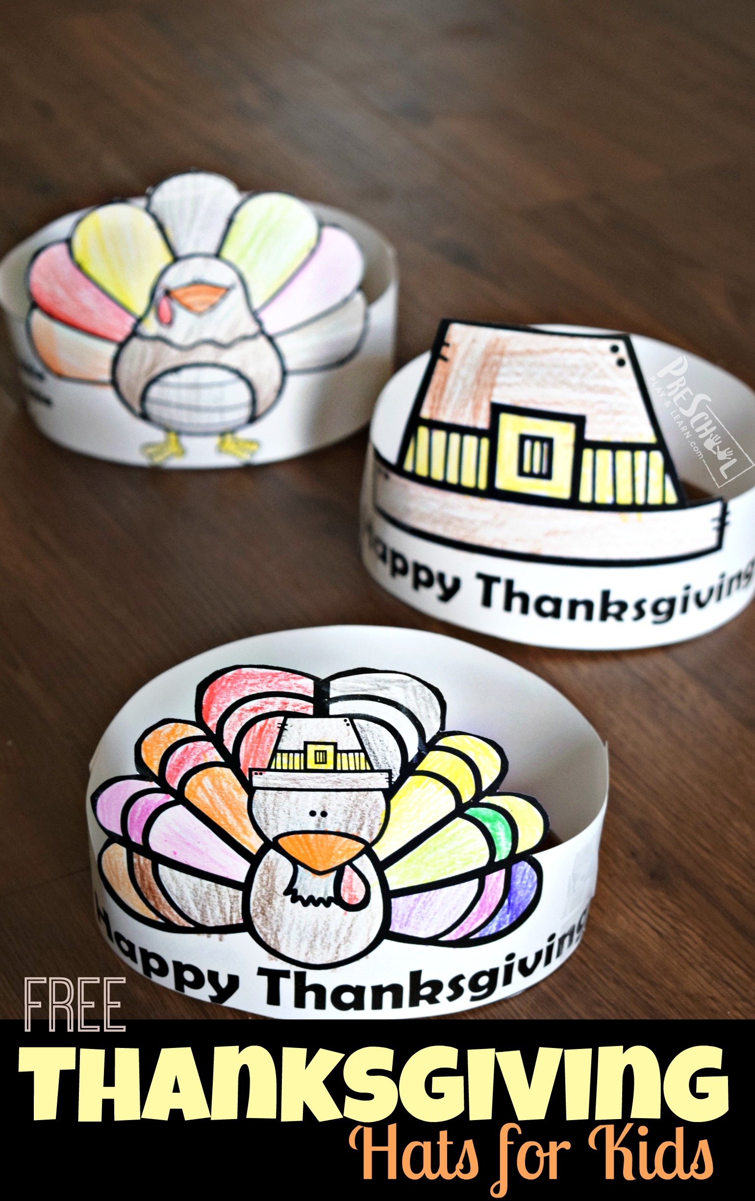 🦃 Thanksgiving Hats Free Printable Craft for Kids