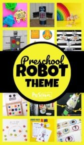Preschool Robot Theme - so many fun, hands on robot activities for preschoolers, robot crafts, robot printables, and more for a whole weekly theme #preschoolthemes #robotsforkids #preschool
