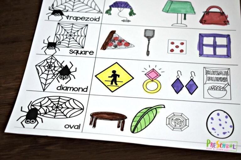 FREE Printable Spider Shapes Worksheets for Preschool