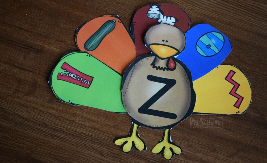 practicing the thanksgiving alphabet with these adorable phonics turkeys