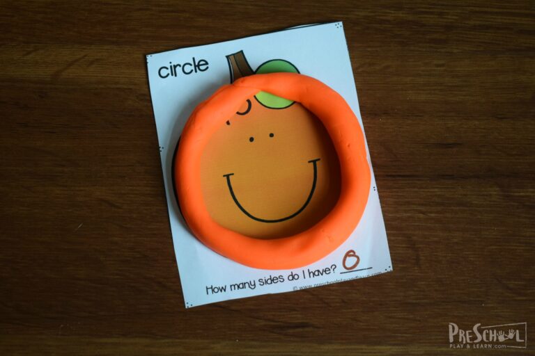 FREE Printable Pumpkin Shapes Playdough Mats Activity for Preschoolers