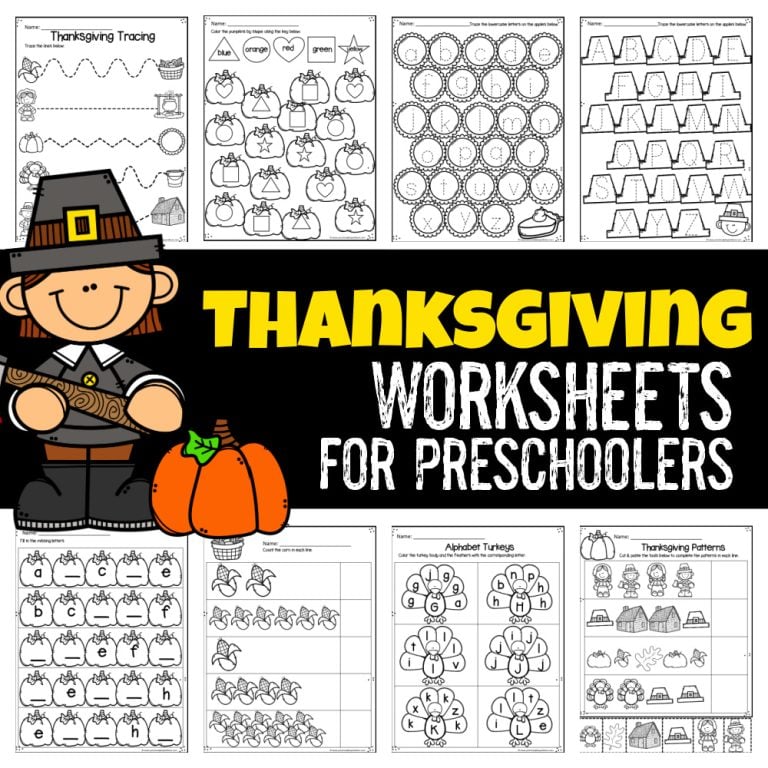 FREE Printable Thanksgiving Worksheets for Preschool