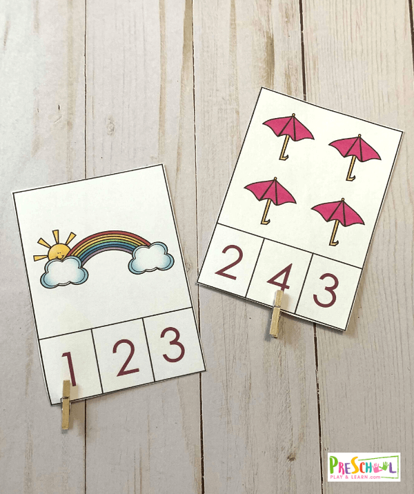 Spring Preschool Counting Clip Cards