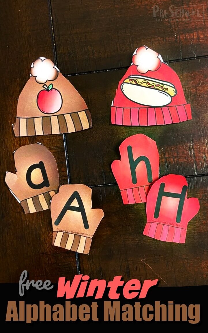 Winter Mitten Letter Matching Printable Activity for Preschool