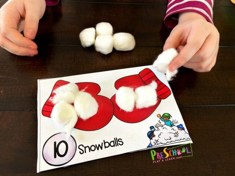 Snowball Counting to 10 Printable Winter Activities for Preschoolers