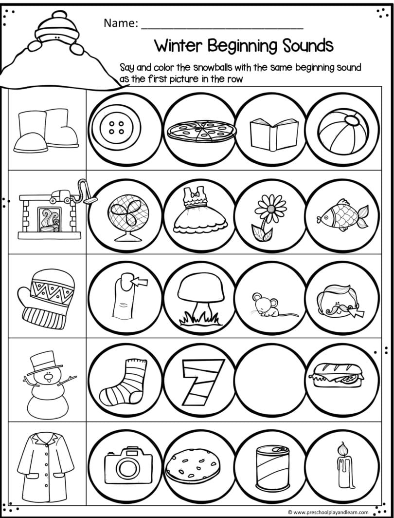 Free Winter Worksheets For Preschoolers