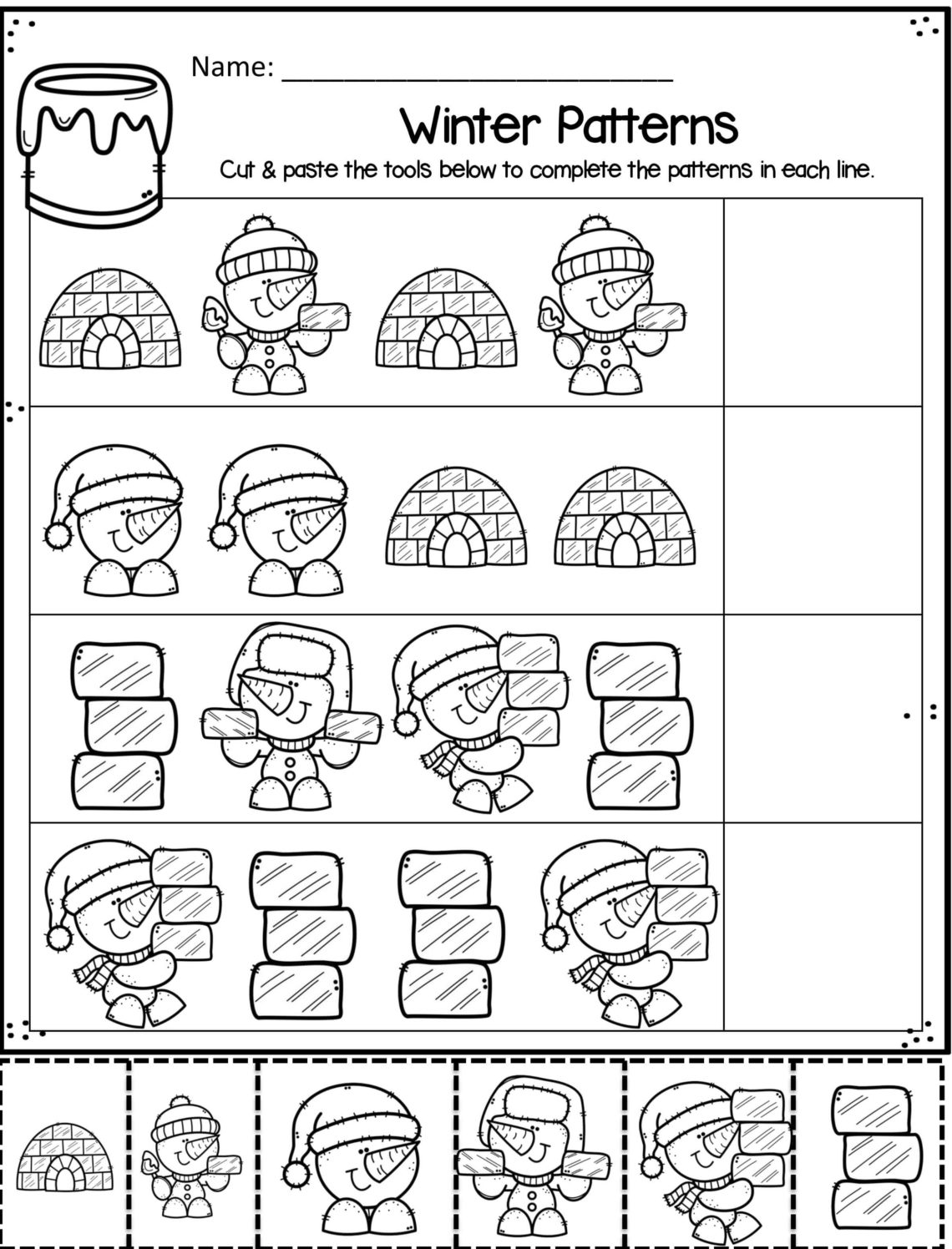 Winter Cut And Paste Worksheets