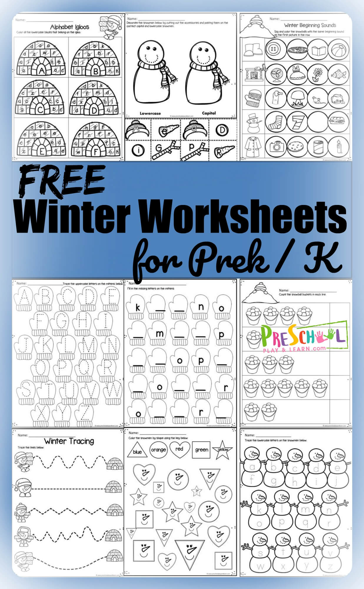FREE Winter Worksheets for Preschoolers