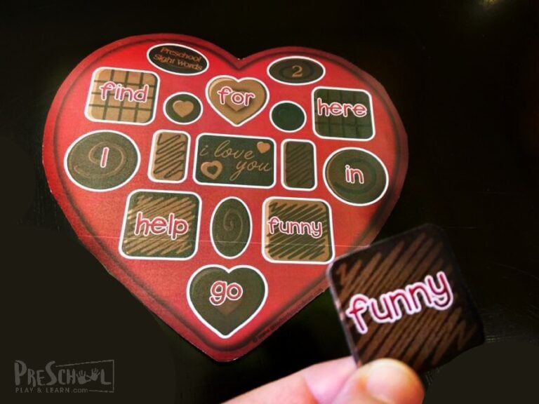 Chocolate Box Preschool Sight Words Activity for Valentines Day