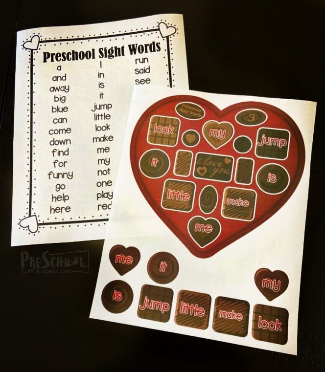 preschool sight words