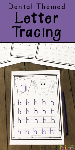 Kids will love learning to write the uppercase and lowercase letters of the alphabet with this fun, free dental printables. These tracing alphabet worksheets are a great way for toddler, preschool, pre-k, and kindergarten to practice writing letters from A to Z. These free printable letter tracing worksheets are perfect for  Dental Health Month in February, a dentist theme, or tooth fairy theme. Simply print pdf file with teeth alphabet and you are ready to trace letters while having fun!