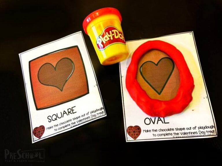 FREE Printable Valentine Chocolates Shape Playdough Mats