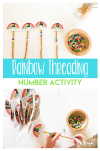 Rainbow Number Activity - super cute, fun, hands on math activity for preschoolers, toddlers and kindergartners to practice counting to 20. Perfect for math centers to celebrate spring, st patricks day, rainbow them, etc. #preschool #rainbows #countingto20