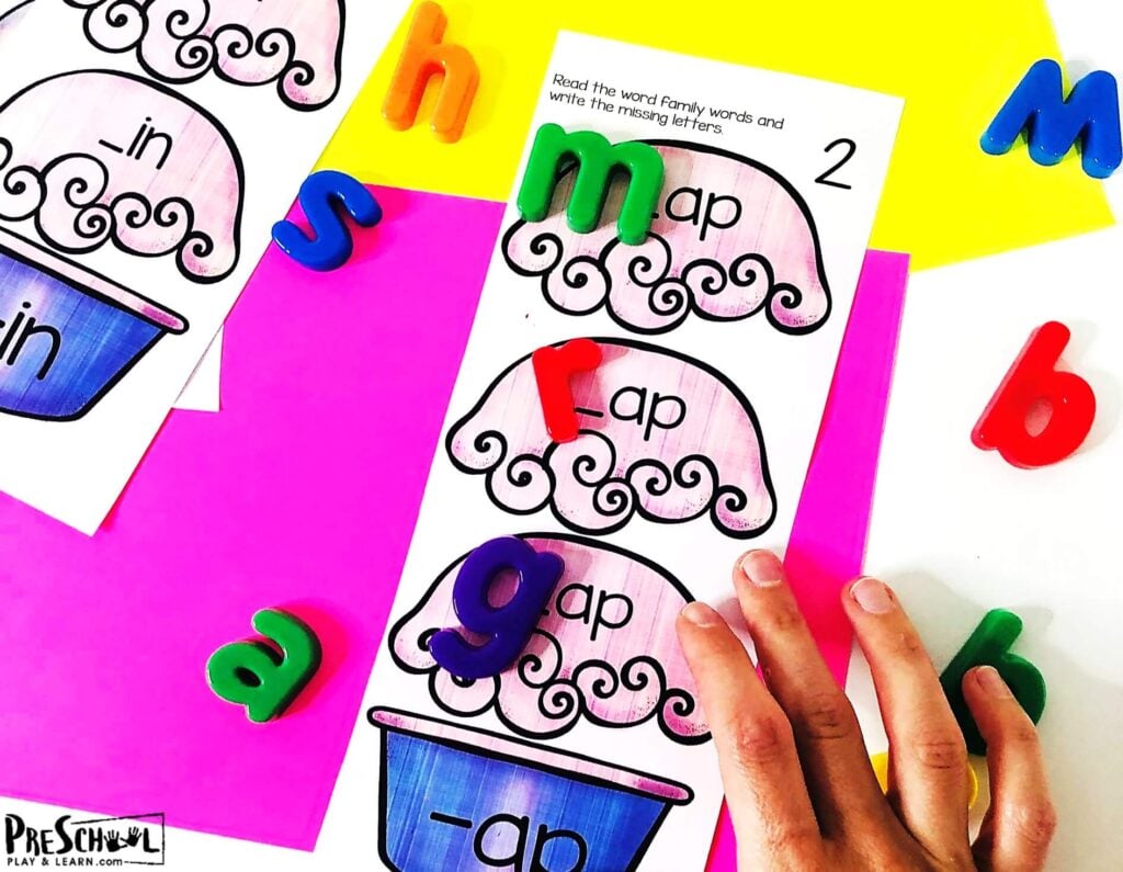 cvc words activity perfect for summer learning activity to improve the ability for preschool, pre k, and kindergarten age students to decode words and work on reading readiness while having FUN