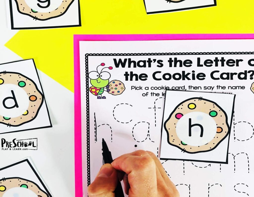 cookie theme letter tracing worksheets for preschool, pre k, kindergarten age students
