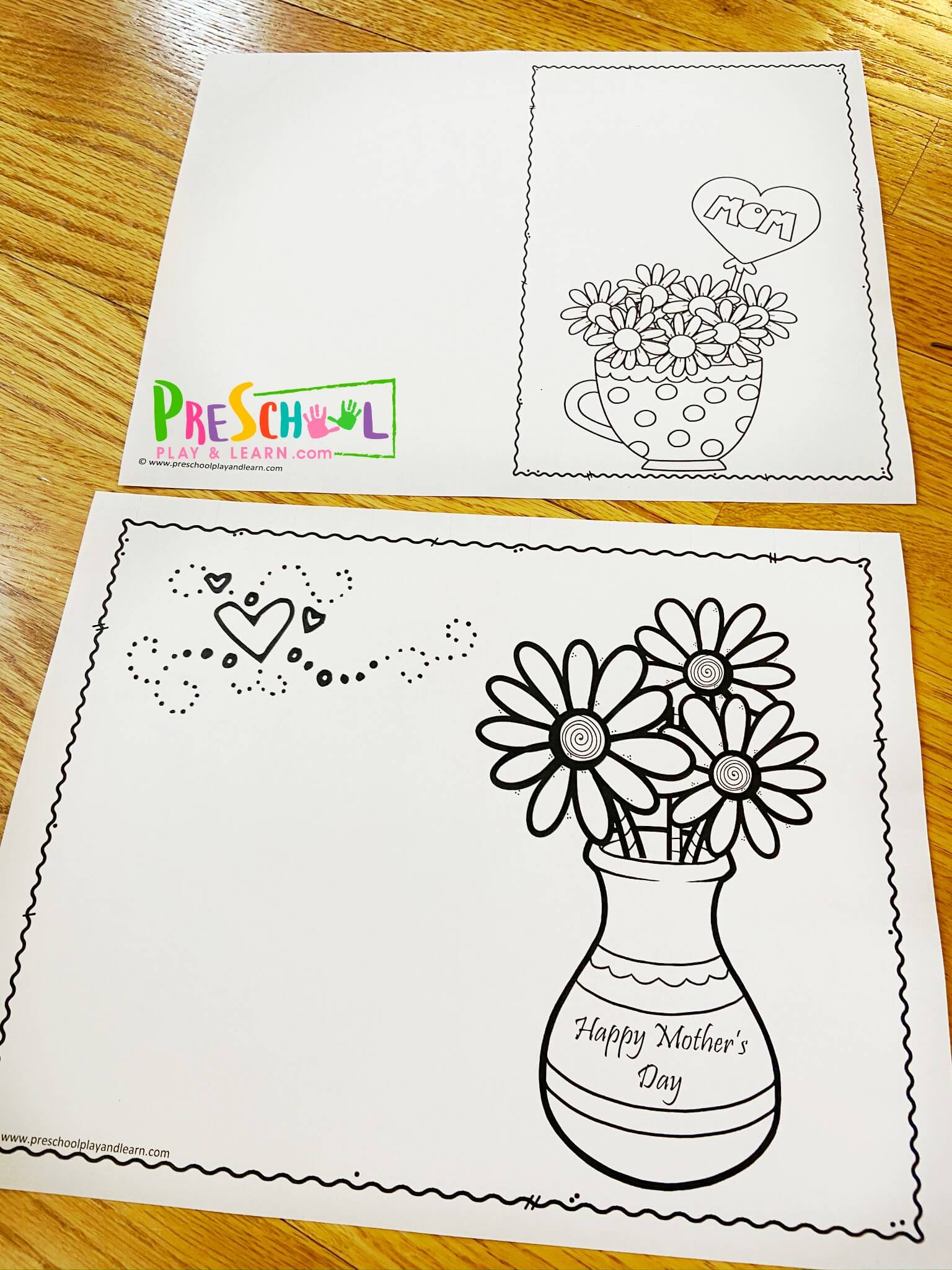 FREE Printable Homemade Mothers Day Cards to Color pdf