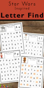 Preschoolers and kindergarteners will love learning and practicing identifying uppercase and lowercase letters with these free Star Wars Find the Letter worksheets.