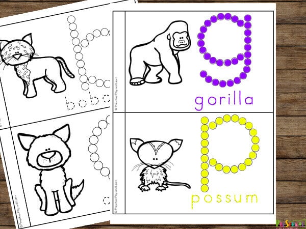 low prep Mammals Printables to learn new vocabulary, trace letters, and learn animals from A to Z