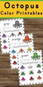 Learning your colors and color words is fun with these free printable Octopus Color Printables. The engaging cute clipart and simple, no prep activity make it easy to learn colors for preschool, pre k, toddler, and kindergarten children.