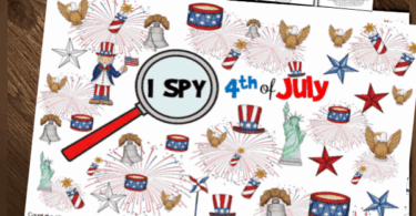 Kids will have fun working on visual discrimination, counting, and strengthing hand muscles while coloring these 4th of july i spy pages. These 4th of July printables are a fun way for preschool, pre-k, kindergarten, and first graders to celebrate Independence Day on the fourth of July.  Your kids will love these fourth of July activity pages where they will find patriotic items such as American flags, bunting, Uncle Sam, the liberty bell, Statue of Liberty, and more. Simply download pdf file with 4th of july worksheets and have fun with this 4th of july activity for kids.
