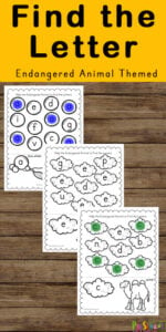 Preschoolers and kindergarteners will love working visual discrimination and letter recognition as they practice identifying uppercase and lowercase letters with these endangered animals Find the Letter free worksheets.