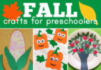 These super cute fall crafts for preschoolers include over 50 fun fall craft ideas to get your toddler, preschool, pre k, and kindergarten age child ready for autumn. These cute apple crafts, leaf crafts, acorn crafts, and pumpkin crafts include lots of cutting, gluing, painting, threading and even some sewing, and they are sure to keep your kids happy and busy making crafts all season from September to October and November.