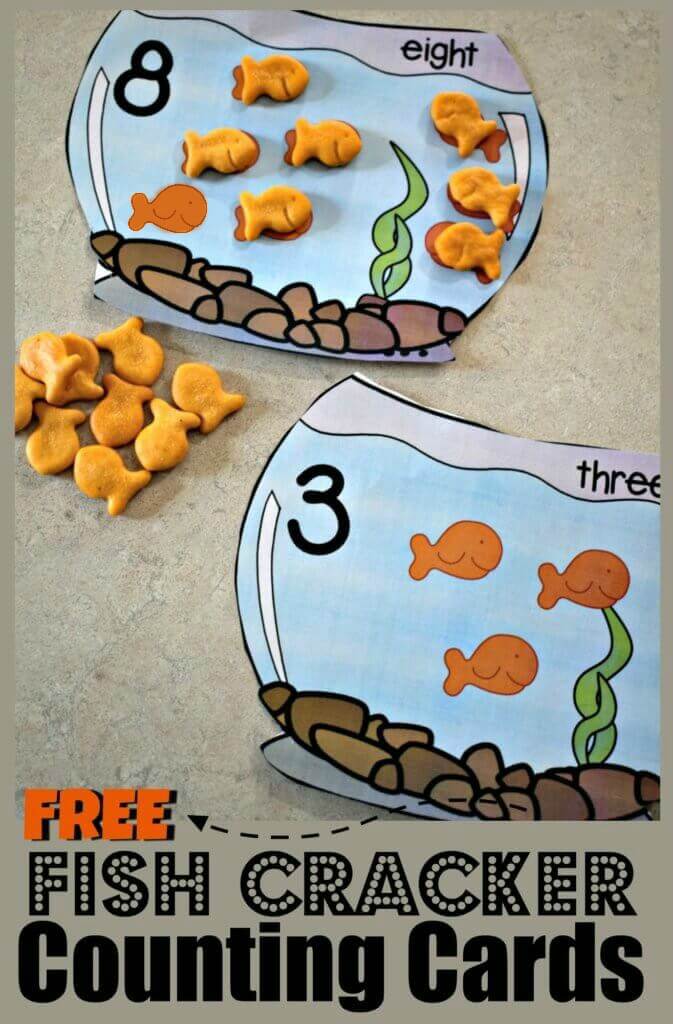 These pack of fish bowels to practice counting 0-10 is such a clever, FUN hands on counting activity for toddler, preschool, pre k, and kindergarten age students. Grab the  goldfish counting printable and a handful of fish cracker are you are ready to work on 1:1 correspondence as you count to 10 with this clever math activity for preschoolers. 