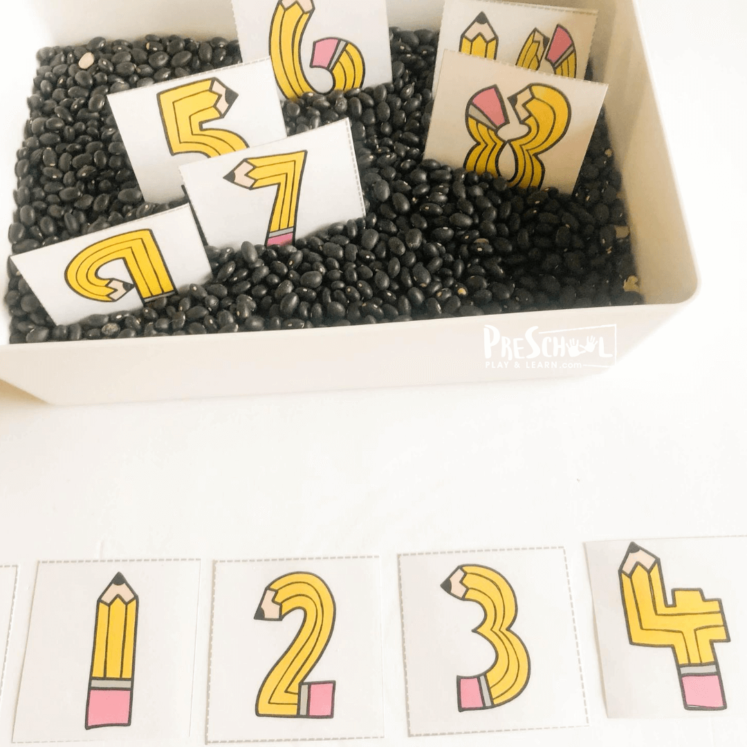 preschool number tracing, matching, and sequencing