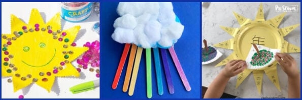 ☀🌧🌩 Weather Theme Preschool Crafts, Activities, Printables