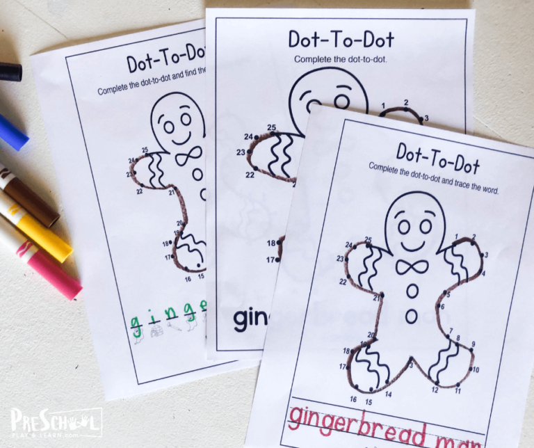 FREE Printable Gingerbread Man Connect The Dots Activity