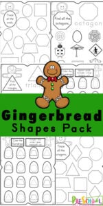 Young children will have fun learning their 2d shapes with this super cute, free printable Shape Worksheets with a fun gingerbread theme perfect for December. Children will learn 2d shapes with these Gingerbread Man Worksheets. These Christmas worksheets are loaded with fun activities for toddler, preschool, pre-k, kindergarten, and first grade students.