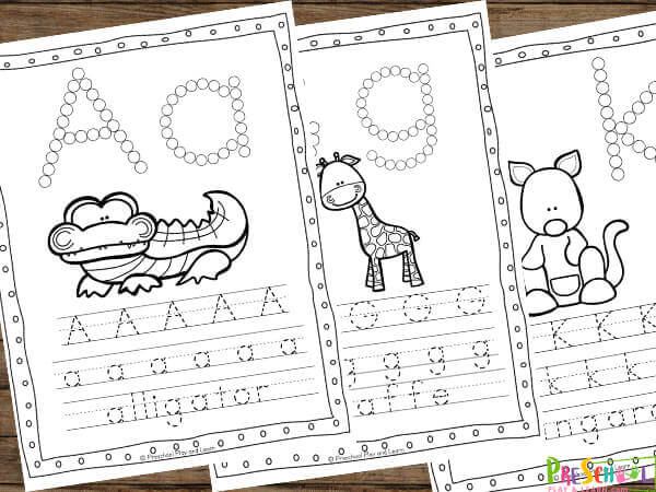 FREE Animal Alphabet Worksheets for Preschoolers