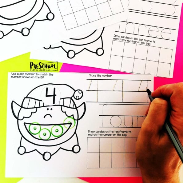 FREE Do-a-Dot Elf Christmas Counting Worksheets for Preschool