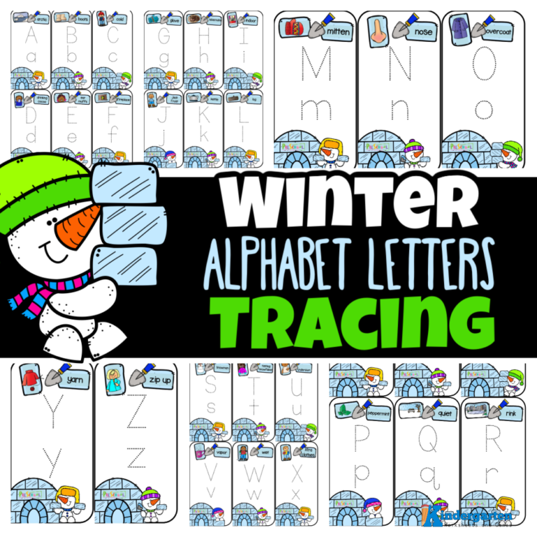 FREE Winter Alphabet Letter Tracing Cards Printables