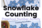 Grab these snowflake printables for a really fun Winter Math Activities for Preschoolers. Toddler, preschool, and pre-k children will practice counting snowflakes with these free printable PreK math worksheets. This is such a fun winter math project for helping young learners practice counting to 10. Simply download winter printables and great ready for hands-on math as they count 1-10.