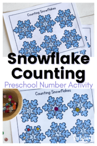 Grab these snowflake printables for a really fun Winter Math Activities for Preschoolers. Toddler, preschool, and pre-k children will practice counting snowflakes with these free printable PreK math worksheets. This is such a fun winter math project for helping young learners practice counting to 10. Simply download winter printables and great ready for hands-on math as they count 1-10.