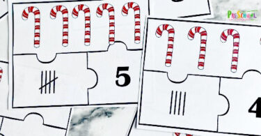 Number sense is an important skill for children to learn. This is the foundation for math in their future. This doesn’t have to be overwhelming or boring, though! Kids can have fun learning and practicing skills with activities like this Candy Cane Number Sense Puzzles. This fun Christmas math activity for december is a great way to to help toddler, preschool, and pre-k children as they learn to count and identifying numbers 1-10.