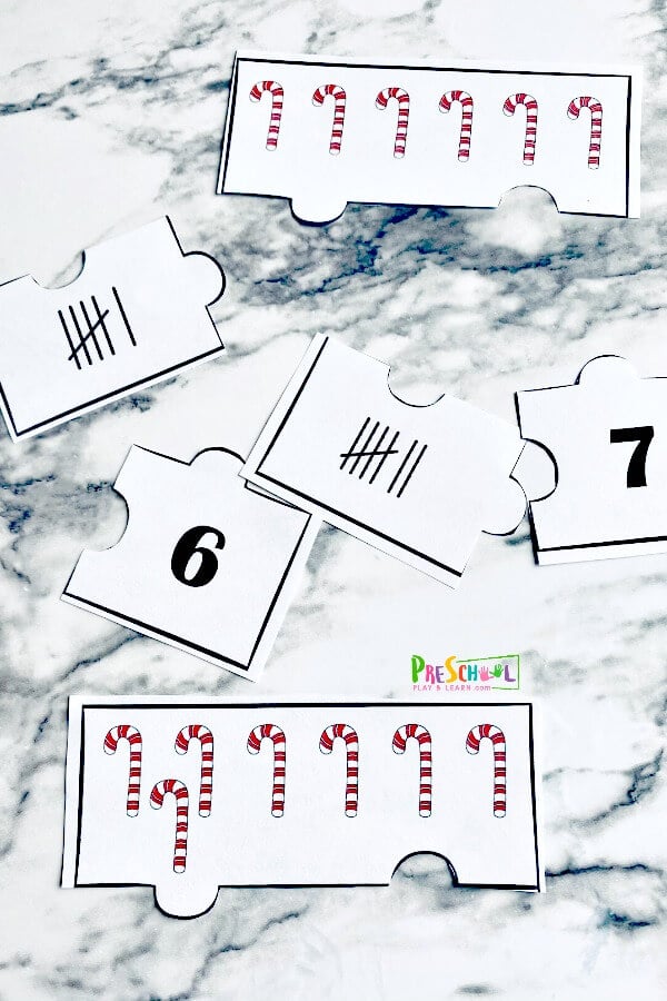 🎄 FREE Printable Candy Cane Number Sense Math Puzzles