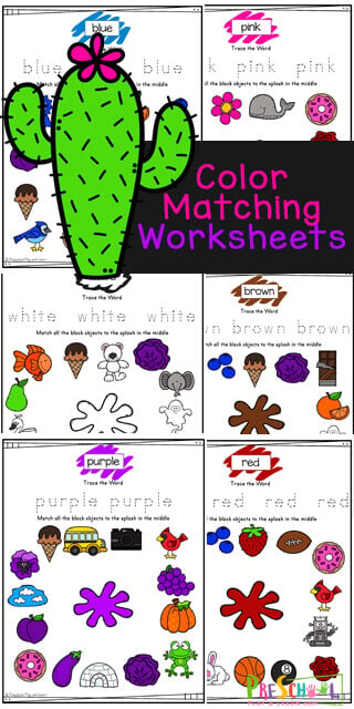 Young children will have fun learning eleven different colors with these fun and free Color Matching Worksheets. These color printables for preschool are a fun way for toddler, pre-k, and kindergarten age kids to work on color recognition with lack, blue, pink, red, orange, purple, green, yellow, brown, white, and gray. Simply print pdf file with Colour Matching Worksheets and you are ready to learn and play.