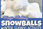 Sneak in some winter fun with this fun, educational melting snowballs this December or January. This winter science experiment helps toddler, preschool, pre-k, kindergarten and first grade students learn and explore snow with a baking soda and vinegar experiment that is sure to leave a lasting impression. THis winter activities for preschoolers is sure to be a huge hit with your children!