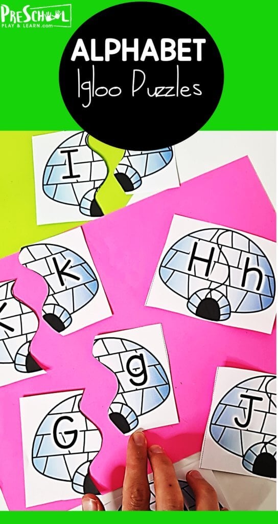 Brrr. Winter is here and January is cold! But the snow and winter makes for fun winter themes in preschool! These super cute, free printable alphabet puzzles have a fun igloo theme for kids to work on matching upper and lowercase letters this chilly season. Preschool kids will love these winter themed alphabet puzzles! Looking for a fun way to reinforce and practice alphabet lower and uppercase matching skills? These puzzle cards will have kids identifying the letters and finding their identical match. The puzzles are very simple to print and prepare, perfect for independent practice and morning tubs.