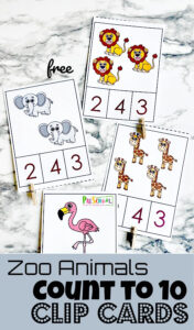 It’s Time To Go To The Zoo?? My kids LOVE the zoo! They love animals in general. Animals are so much fun to learn about and they also make a fantastic theme for learning other important skills. These Zoo Animal Clip Cards for 1-10 are to help kids learn counting, number recognition and 1:1 correspondence. 
