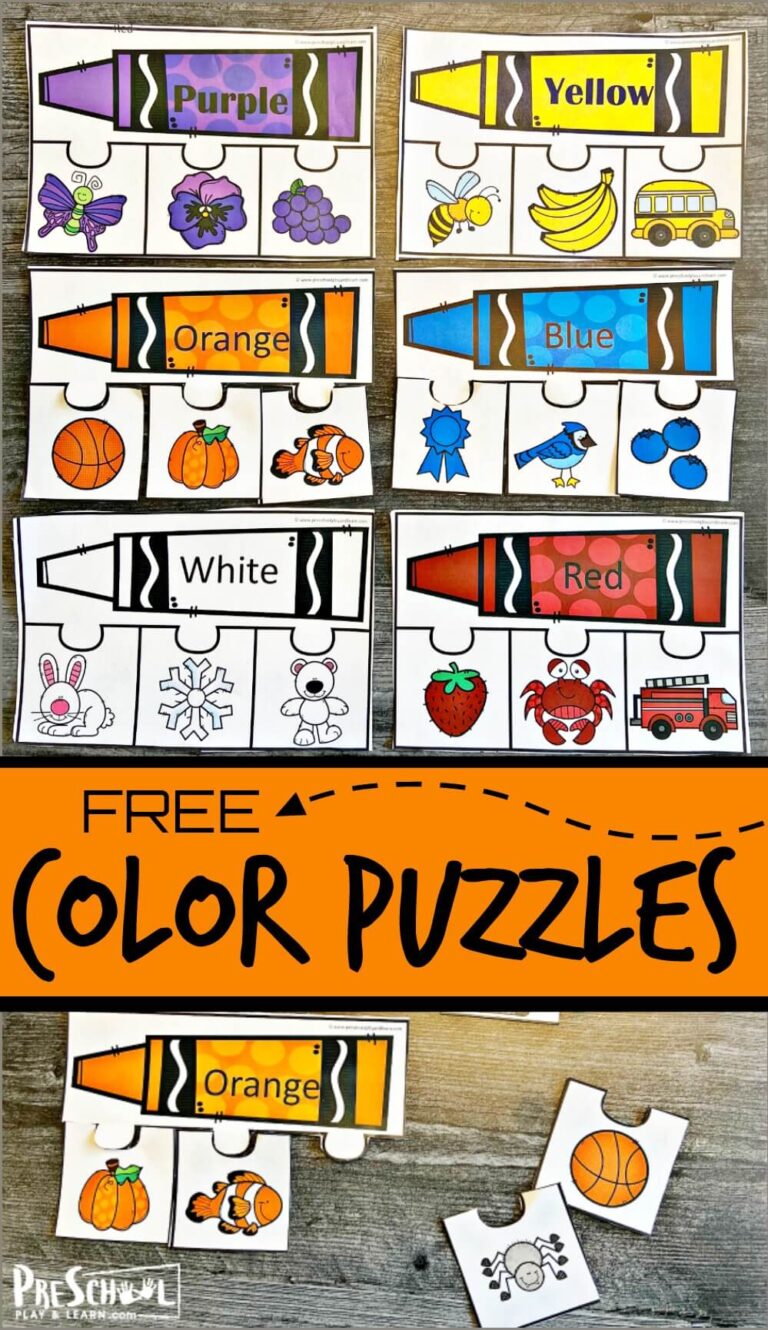 FREE Printable Color Puzzles – Fun Color Activity for Preschoolers