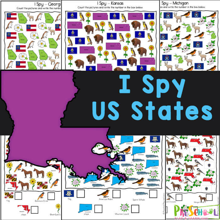 FREE Printable US States I Spy Worksheets