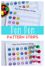 FREE Printable Pom Pom Pattern Strips Activity for Preschoolers