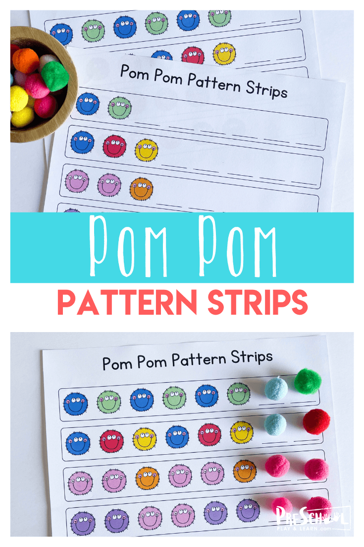 Pom Pom Pattern Strips Activity for Preschoolers