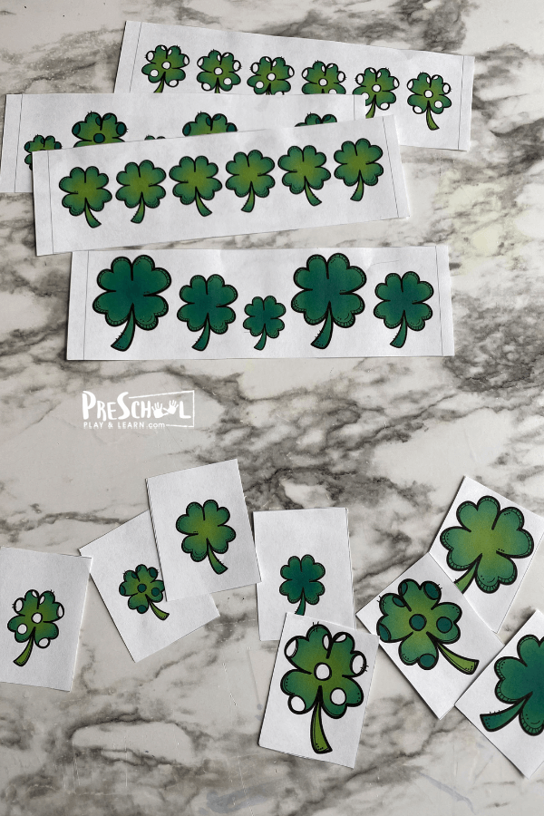 Clover Pattern Strips – FREE St Patrick’s Day Printables for Preschool