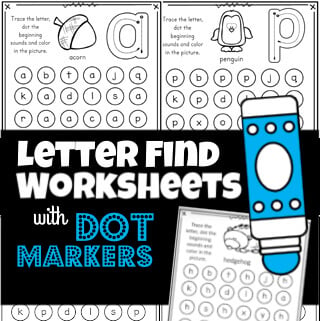 FREE Printable Letter Find Worksheets with Dot Markers