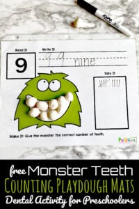 Monster Teeth Counting Playdough Mats - Dental Activity