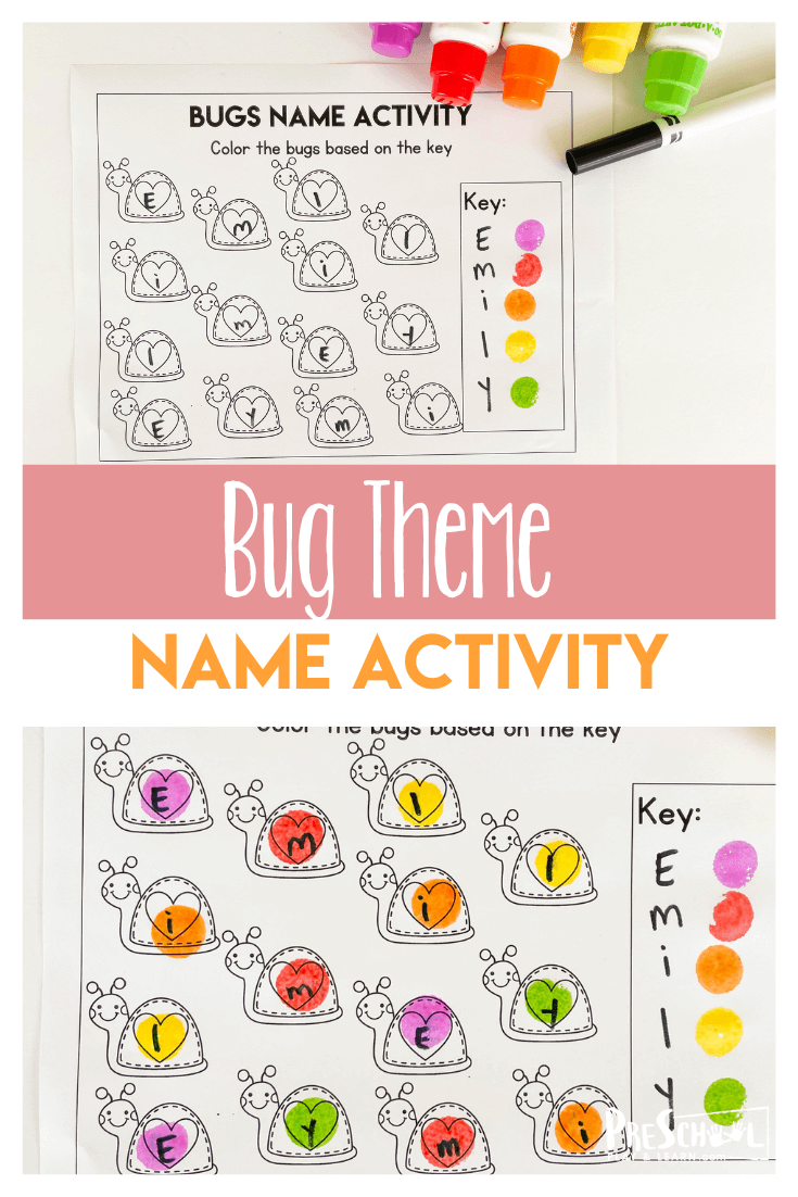 Looking for clever preschool name activities? Spring is here which means a bug theme for your toddler, preschool, pre-k, and kindergarten age student to learn their name. This name recognition activities name activity is just what you need to enjoy insects while completing some name recognition preschool. Simply print pdf file with name recognition worksheets and you are ready to play and learn!